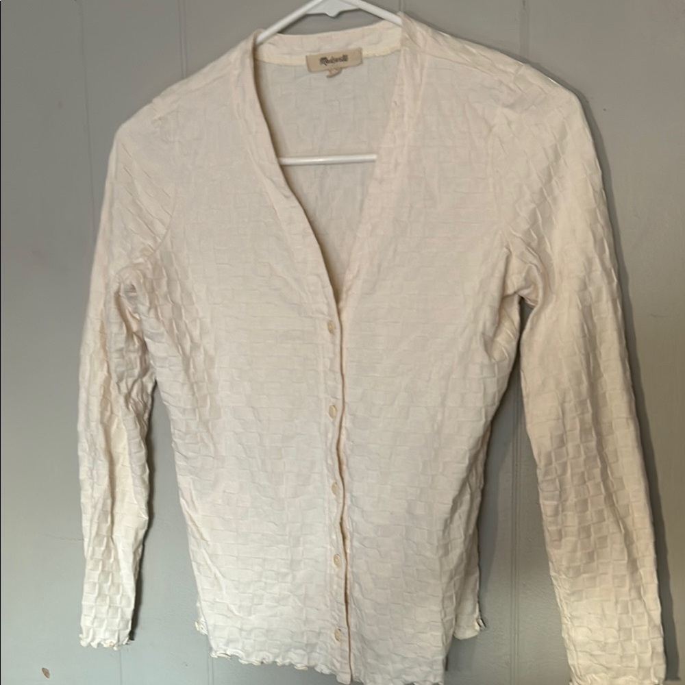 Madewell Textured Button-Front Long Sleeve Top – Cream XXS